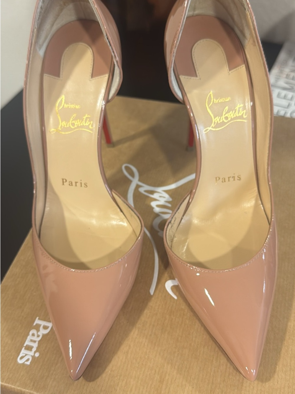 Christian Louboutin Pink Patent Pointed-Toe Pumps